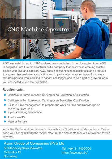 cnc machine operator jobs sri lanka